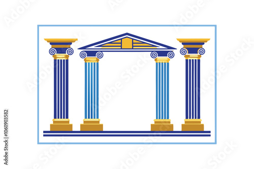 Two ancient Greek style pillars vector art illustration.