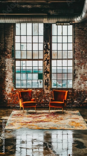 Cozy Loft with Brick Walls and Vintage Furniture