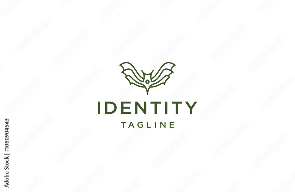 Bat line logo icon design template flat vector