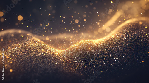 Abstract Stream of Shimmering Gold Dust in Motion