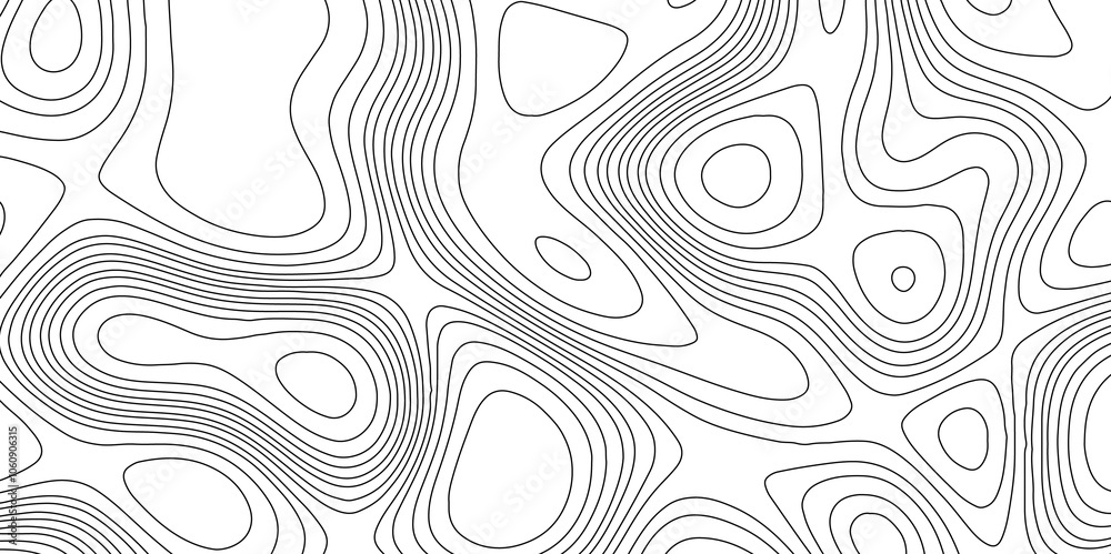 Black and white landscape with mountains and hills geographic ornament topography stylized height of the lines map, terrain map contours trail geographic relief vintage outdoors style cartography. Black and white landscape with mountains and hills geographic ornament topography stylized height of the lines map, terrain map contours trail geographic relief vintage outdoors style cartography.
