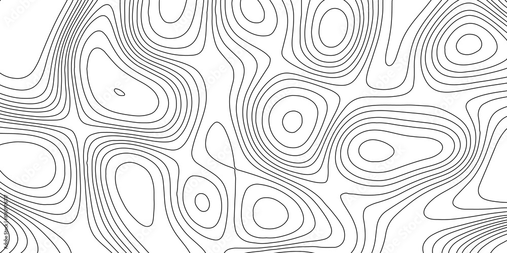 Black and white landscape with mountains and hills geographic ornament topography stylized height of the lines map, terrain map contours trail geographic relief vintage outdoors style cartography.