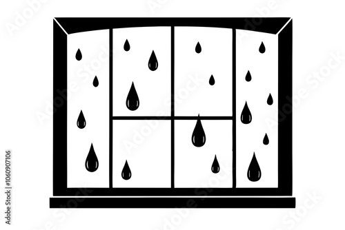 Raindrops on Window Silhouette Vector Art