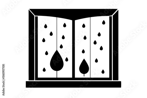 Raindrops on Window Silhouette Vector Art