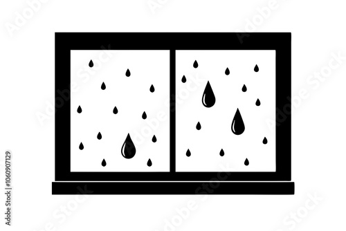 Raindrops on Window Silhouette Vector Art