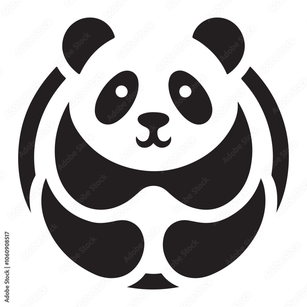 Fototapeta premium a cute panda bear head in black and white color
