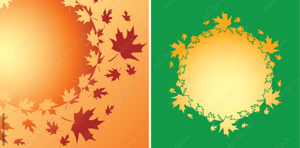vector frames on gradient backgrounds - autumn maple leaves