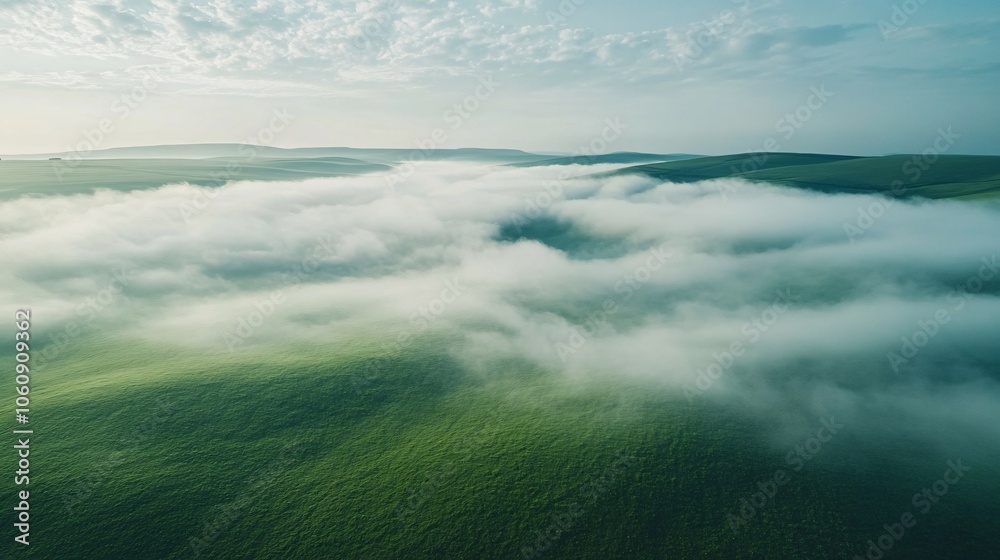 Fototapeta premium Rolling Hills Enveloped in Morning Mist