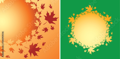 Obraz na płótnie vector frames on gradient backgrounds - autumn maple leaves w salonie