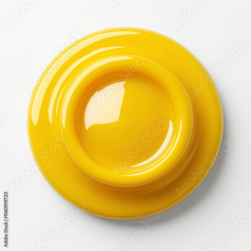 Abstract 3D yellow circular art piece with layered rings creating a bold visual effect. The artwork embodies creativity and modern art with a focus on geometric design.