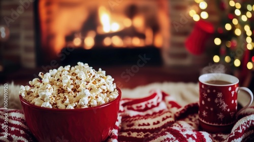 Wallpaper Mural Cozy Christmas Fireplace Movie Night Snacks Torontodigital.ca