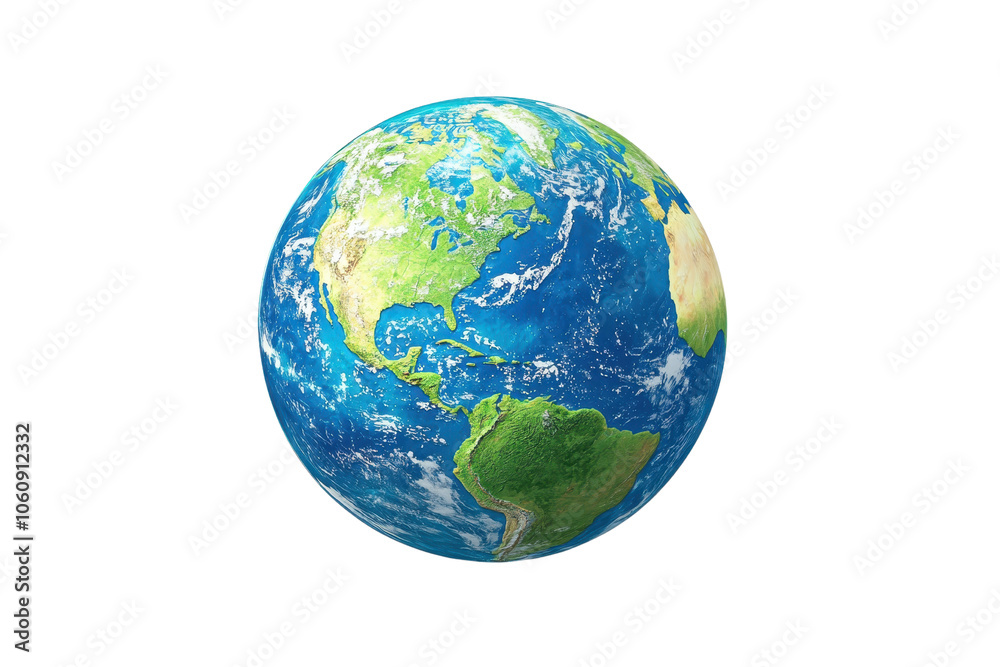 Fototapeta premium Bright and colorful image of Earth showcasing continents and oceans, highlighting the beauty of our planet and its diverse landscape.