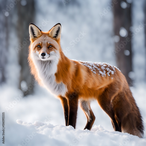 Red Fox in Fresh Snow