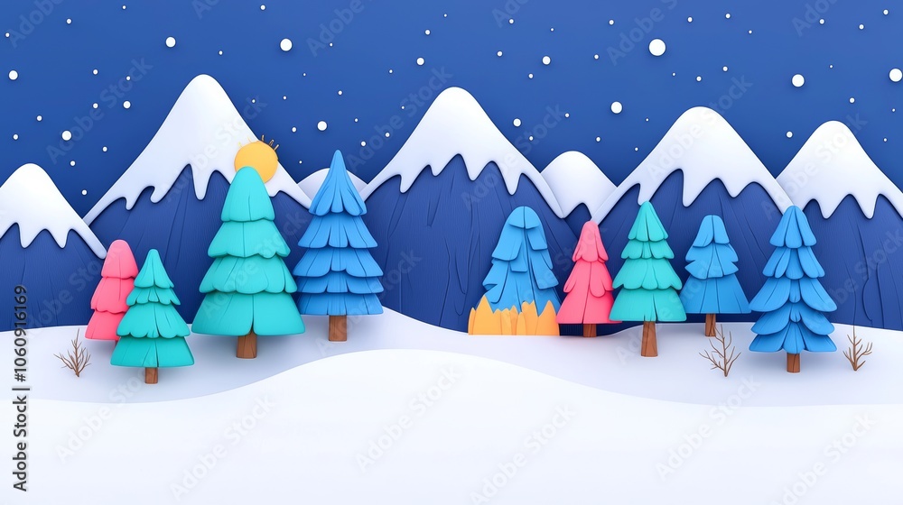 Fototapeta premium An aurora borealis display illuminates the night sky above a snowy forest.