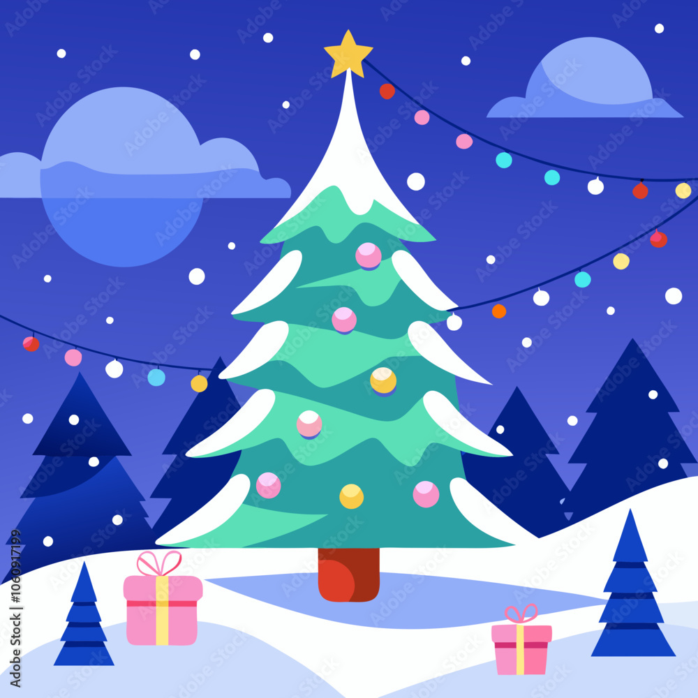 Obraz premium Snow holiday Christmas winter tree white background