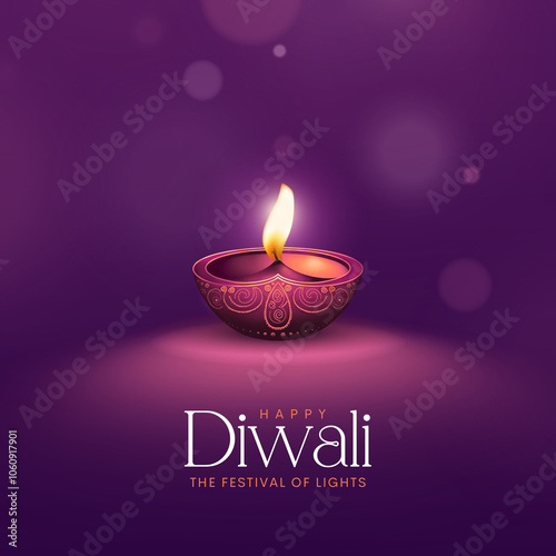 Happy Diwali Celebration Background. Diwali Festival Of Lights Banner with Diya Vector Illustration. Happy Diwali Social Media Post Template.