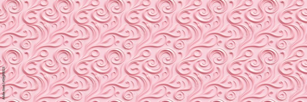 Seamless pink ornate floral swirl pattern with elegance and intricacy Seamless pink ornate floral swirl pattern with elegance and intricacy