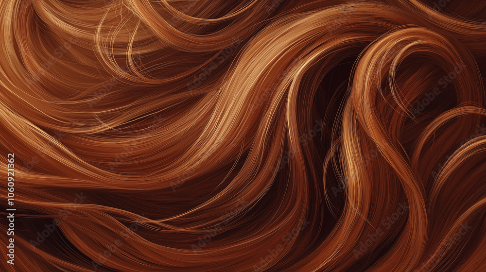 Close up macro of beautiful auburn red wavy hair texture background Close up macro of beautiful auburn red wavy hair texture background