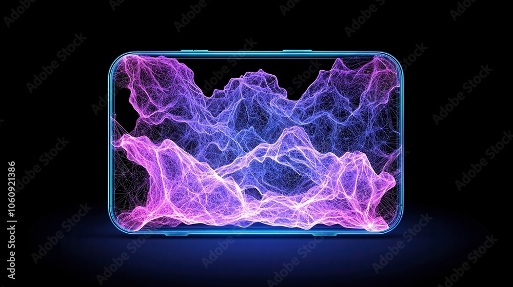 Abstract Digital Waves on Smartphone Display Abstract Digital Waves on Smartphone Display