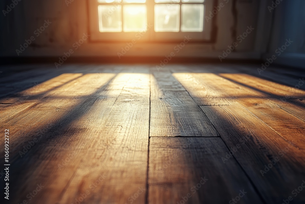 Sunlight streams through a window, casting long shadows across a wooden floor. Sunlight streams through a window, casting long shadows across a wooden floor.