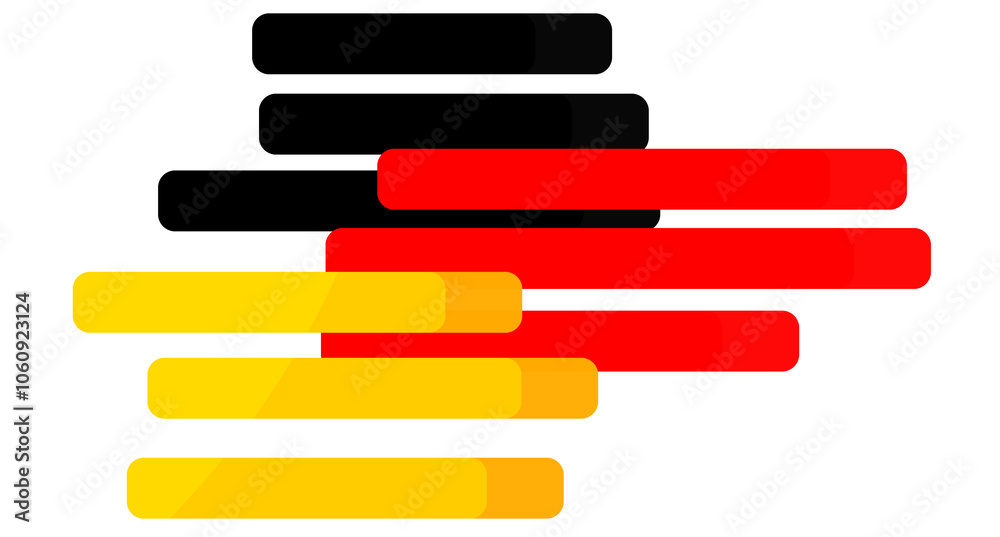 colors of Germany as rounded lines, striped design as shape of the german map, stripes style, isolated colors of Germany as rounded lines, striped design as shape of the german map, stripes style, isolated