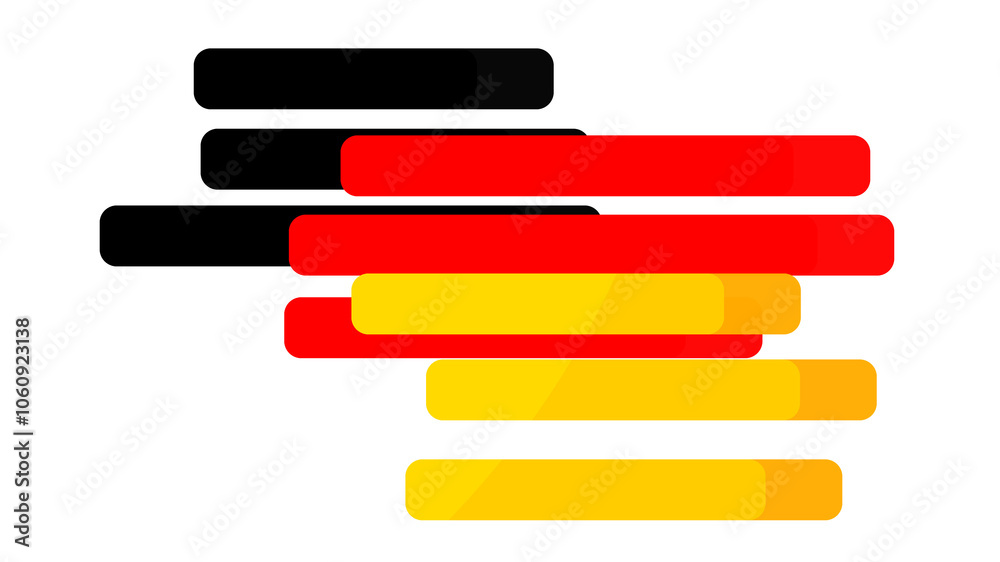 colors of Germany as rounded lines, striped design as shape of the german map, stripes style, isolated colors of Germany as rounded lines, striped design as shape of the german map, stripes style, isolated