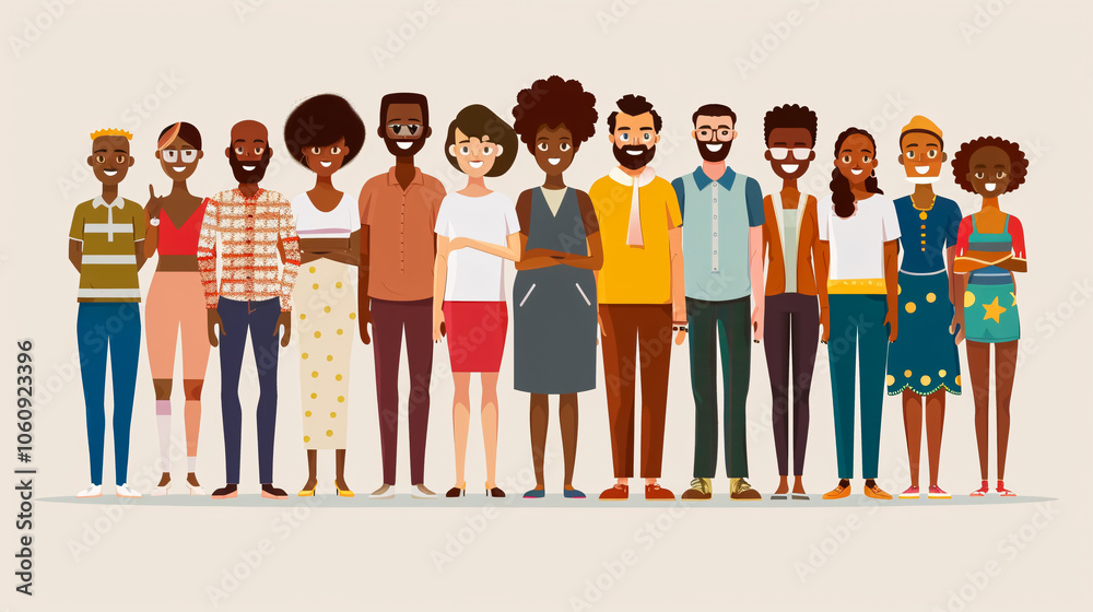 Group of Diverse People: A vector illustration of a group of African American individuals with different nationalities. Group of Diverse People: A vector illustration of a group of African American individuals with different nationalities.