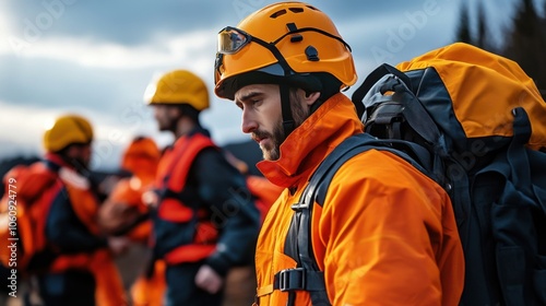 Emergency Rescuer in Action During Outdoor Operation