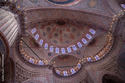 400 Years old Ottoman Mosque interior photos 
İt is written prayer and God names with Arabic letters   photo