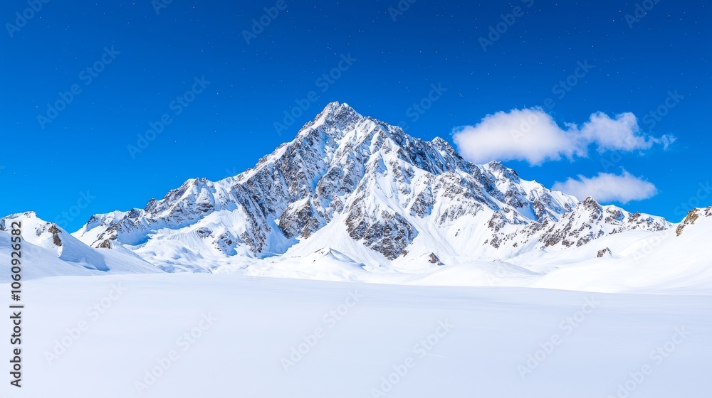 Fototapeta premium Chamonix, France, night view of Petit Dru North Face