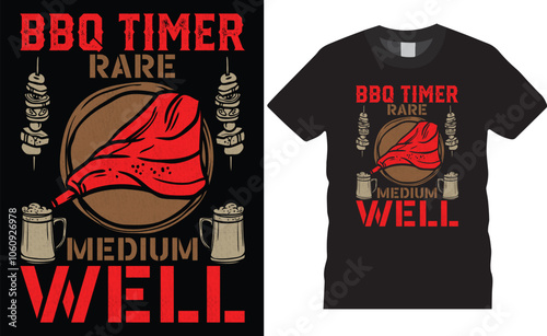 Motivational  BBQ  t-shirt design. bbq timer rare medium welll