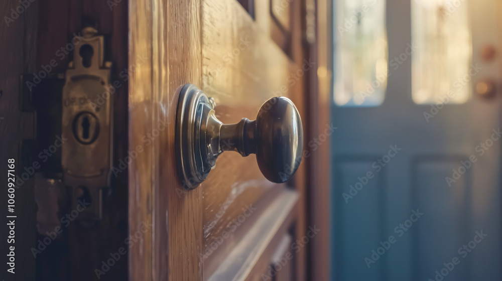 Empty Door Knob Label: A door knob with an empty label hanging for customization, perfect for signage or notifications like Empty Door Knob Label: A door knob with an empty label hanging for customization, perfect for signage or notifications like