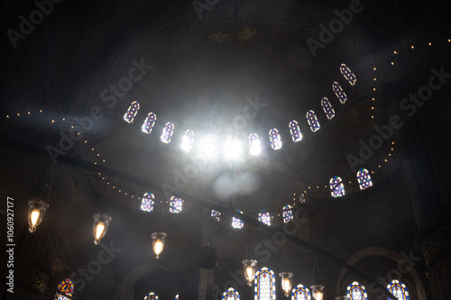 400 Years old Ottoman Mosque interior photos 
İt is written prayer and God names with Arabic letters   photo