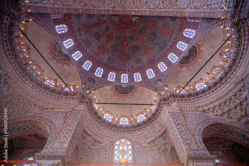 400 Years old Ottoman Mosque interior photos 
İt is written prayer and God names with Arabic letters   photo