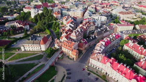 Lublin old town , drone footage 4K Dlog Rec.709. Lublin, Poland 4.08.2024