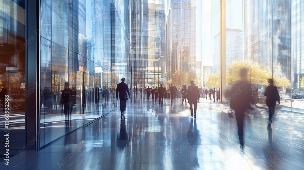 Blurred background capturing the dynamic vibe of a modern workplace including blurred motion of people moving through the office Blurred background capturing the dynamic vibe of a modern workplace including blurred motion of people moving through the office