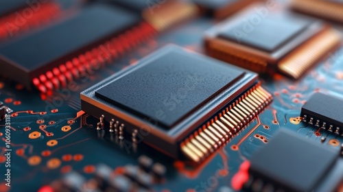 Close-Up of Computer Chip Technology on Circuit Board