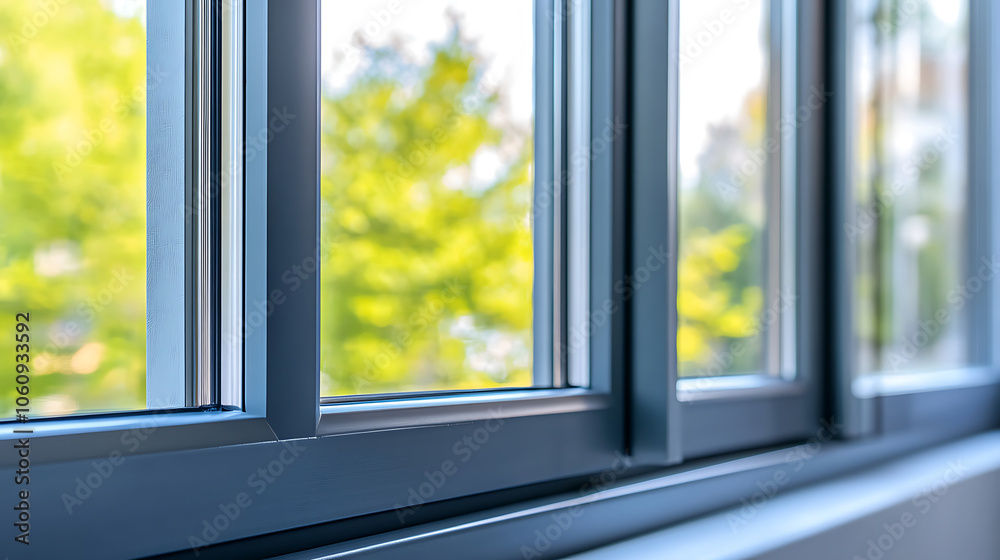 Fototapeta premium Aluminum profile for windows and doors manufacturing, PVC window or door profile