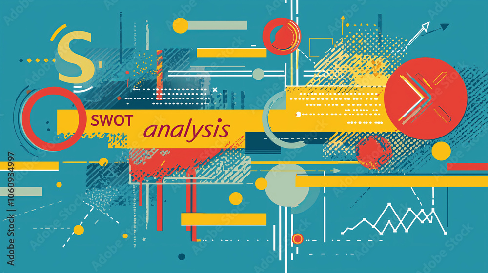 Naklejka premium Abstract illustration with geometric shapes and the words SWOT analysis..