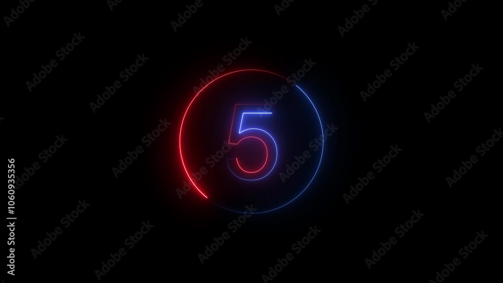 0 to 10 second modern digital countdown timer animation on black background. blue and red  color top ten countdown animated. 
