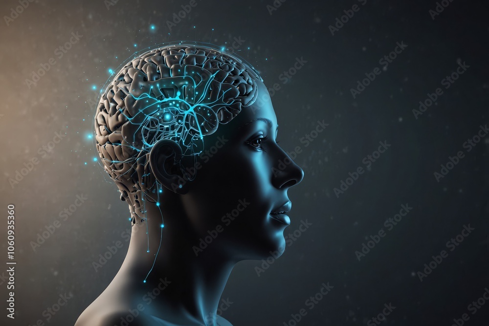 Obraz premium Artificial Intelligence concept. Deep learning. Mindfulness. Psychology ,Machine learning Brain Nervous System concept