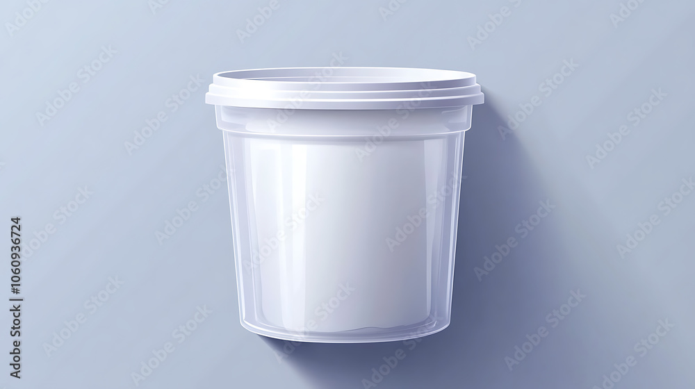 Empty transparent bucket with cap top view mockup for ice cream, yoghurt, mayo, paint, or putty, Plastic package design, Blank food or decor product container template, 3d vector illustration Empty transparent bucket with cap top view mockup for ice cream, yoghurt, mayo, paint, or putty, Plastic package design, Blank food or decor product container template, 3d vector illustration