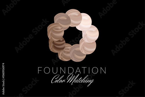 Round Makeup Foundation Shades for Skin Color Matching Illustration