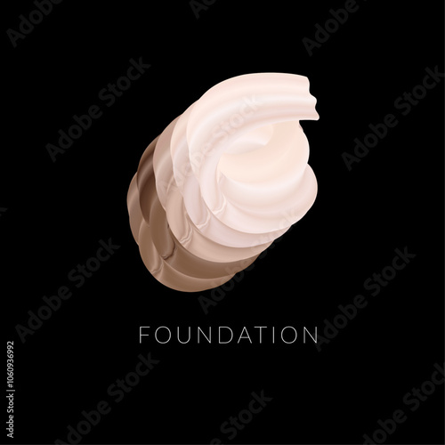 Smeared Abstract Foundation Shades Smudge. Minimal Elegant Premium Makeup Illustration on Black Background