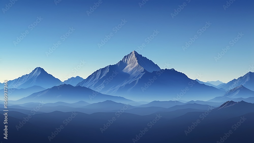 A Silhouetted Mountain Range Under a Blue Sky A Silhouetted Mountain Range Under a Blue Sky