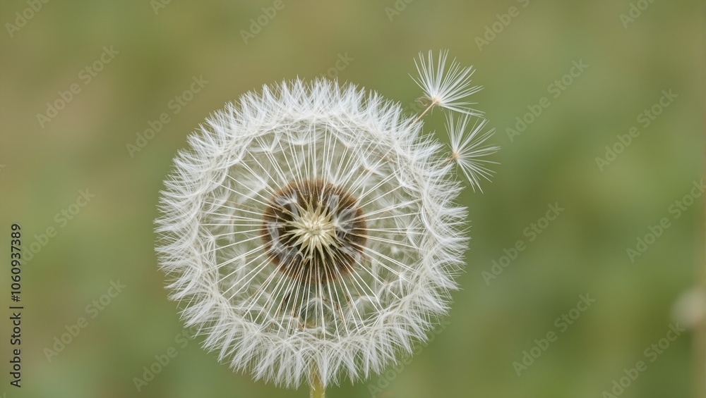 Close up of dandelion puff center with seeds ready to scatter in the wind Close up of dandelion puff center with seeds ready to scatter in the wind