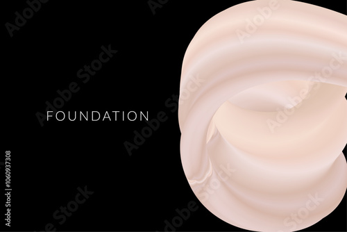 Nude and Black Makeup Foundation Background Illustration. Beige Smudge in Minimal Elegant Style