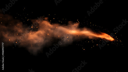 Fire spark overlay with smoke and flame background, Grill heat glow in cloud isolated transparent vector, Realistic flying orange sparkle abstract illustration, Hell bonfire fiery with hot cinder