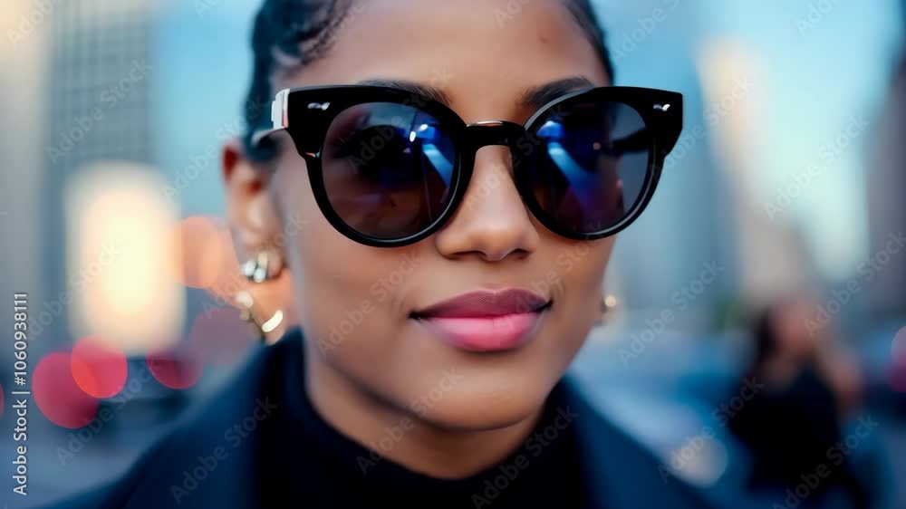 Stylish woman with sunglasses in urban setting Stylish woman with sunglasses in urban setting