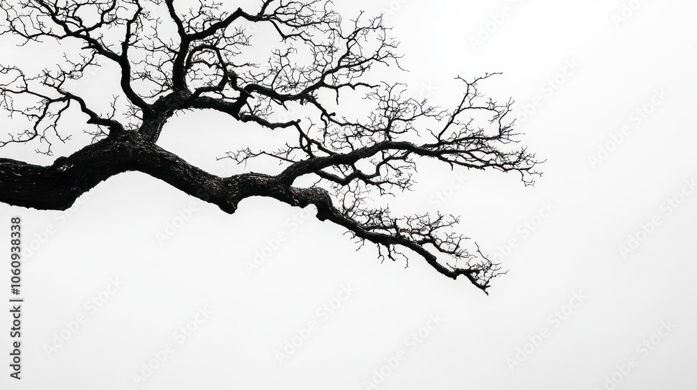 Fototapeta premium A black and white image of a leafless tree